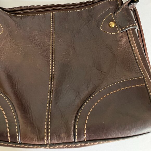 Vintage Fossil 75082 Brown Leather Handle Shoulder Bag with Charm. - Picture 9 of 15